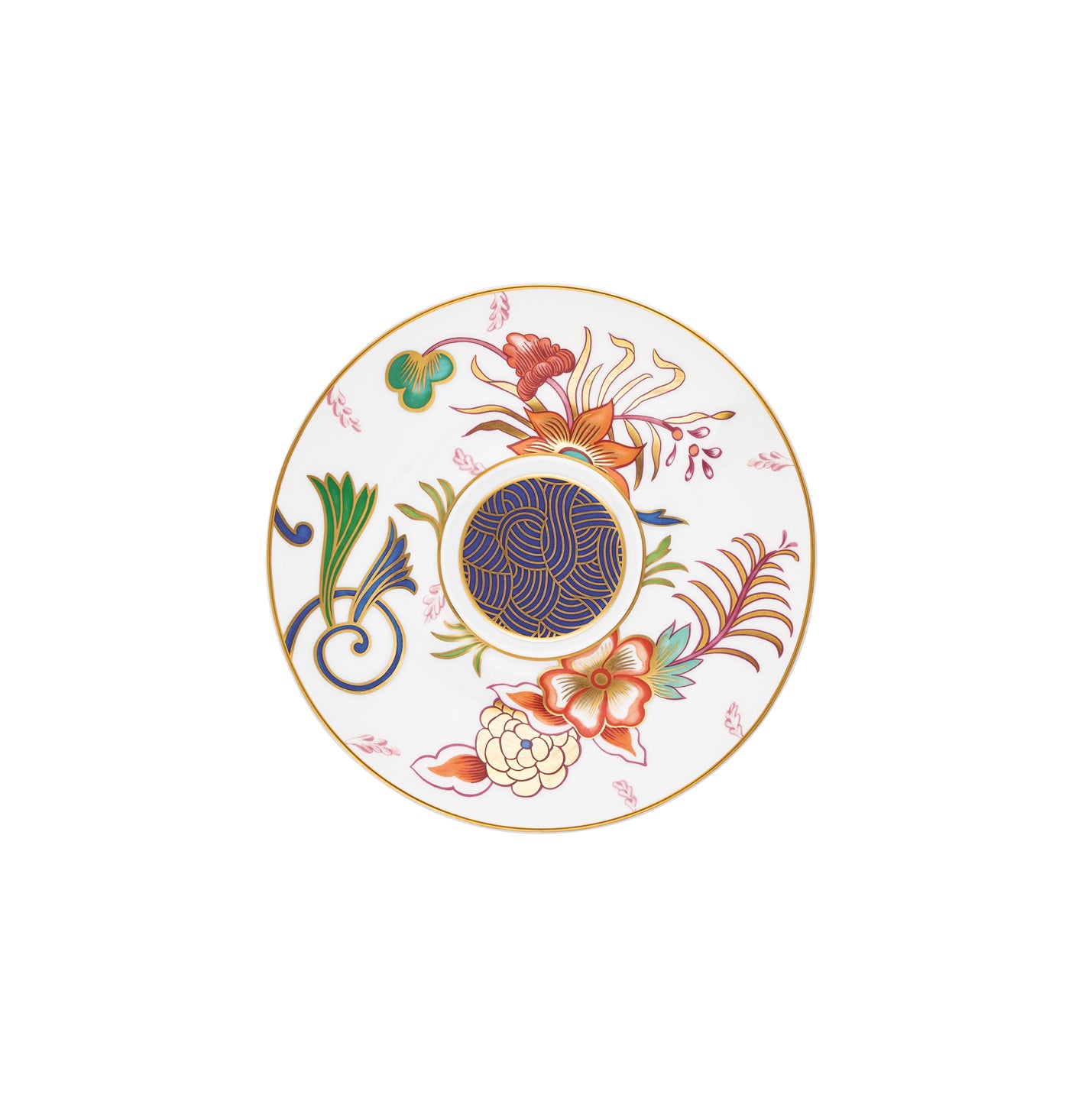 Tea cup extra and saucer  - Blue/pink with gold rim | Imari