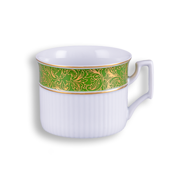 Tea cup and saucer green and gold | Smaragd