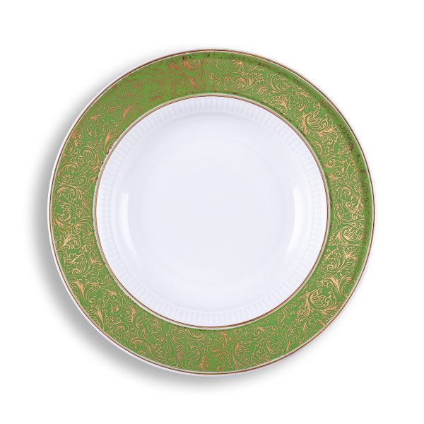Rim plate deep 23 cm green and gold | Smaragd
