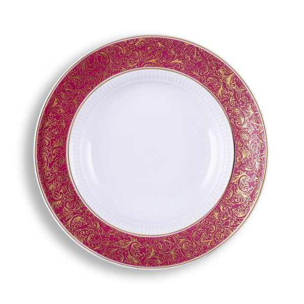 Rim plate deep 23 cm ruby and gold | Rubin