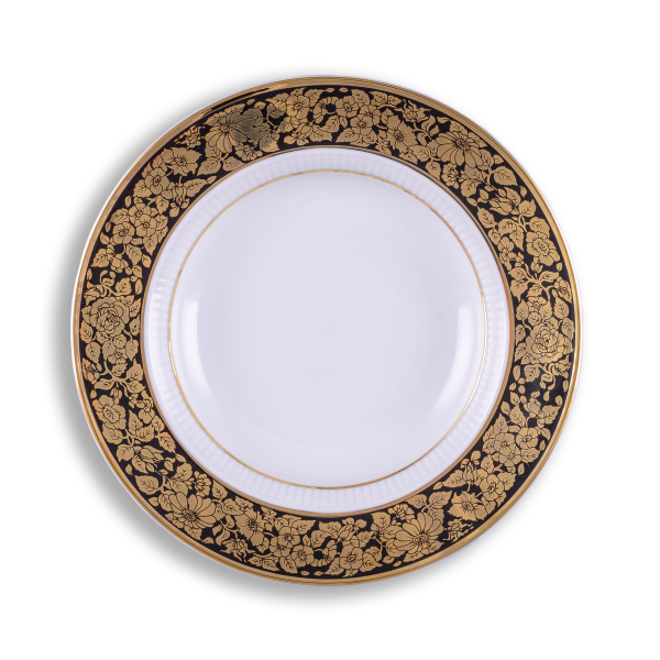 Rim plate deep 23 cm black and gold | Petra