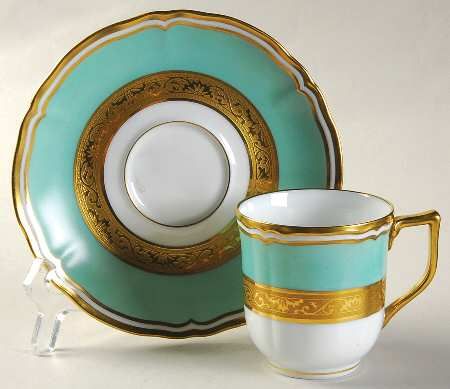 Rim plate flat 16 cm blue with gold rim | Turenne