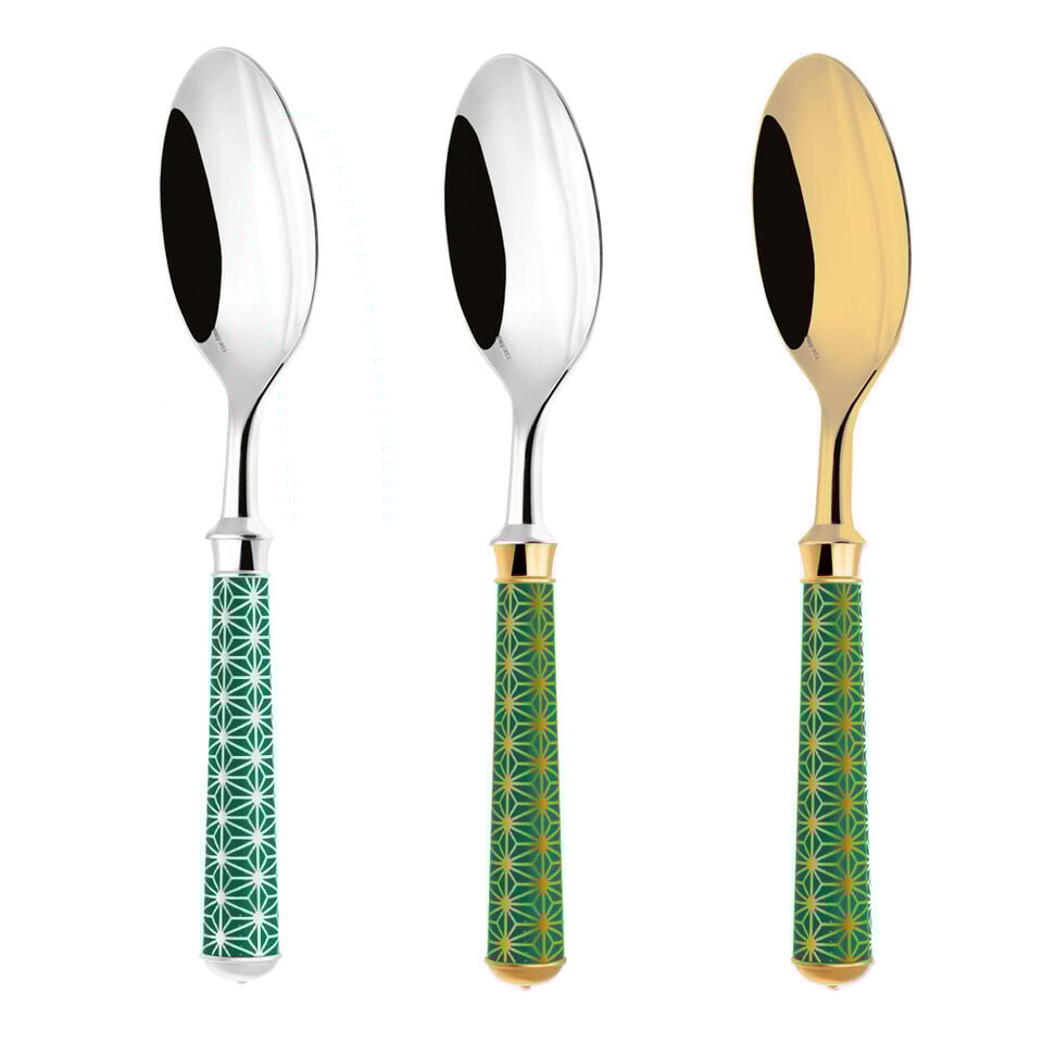 Tea Spoon | Silver Plated / Enamel handle | Pink Orange | Origami