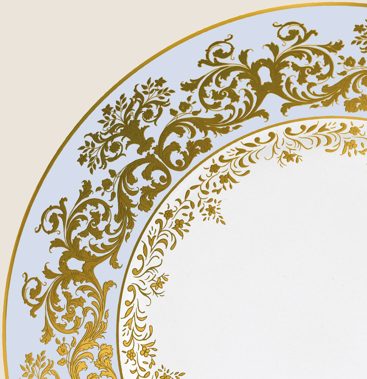 Rim plate flat 19.5 cm blue with gold rim | Chelsea