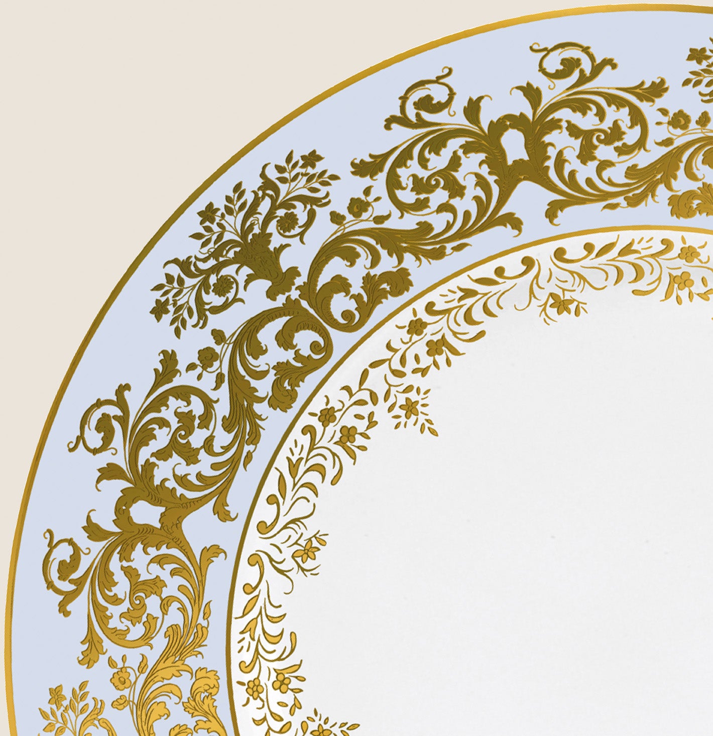Rim plate flat 19.5 cm blue with gold rim | Chelsea