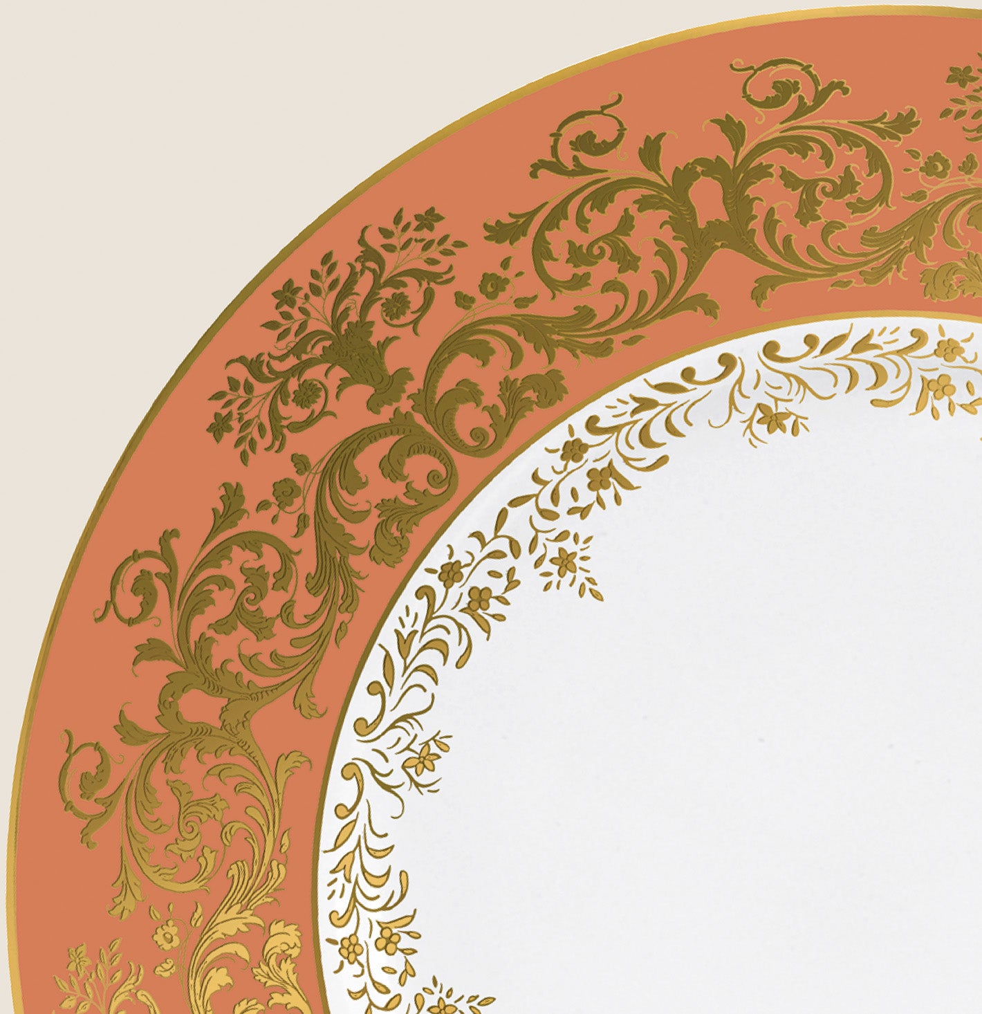 Rim plate deep 23 cm orange with gold rim | Chelsea