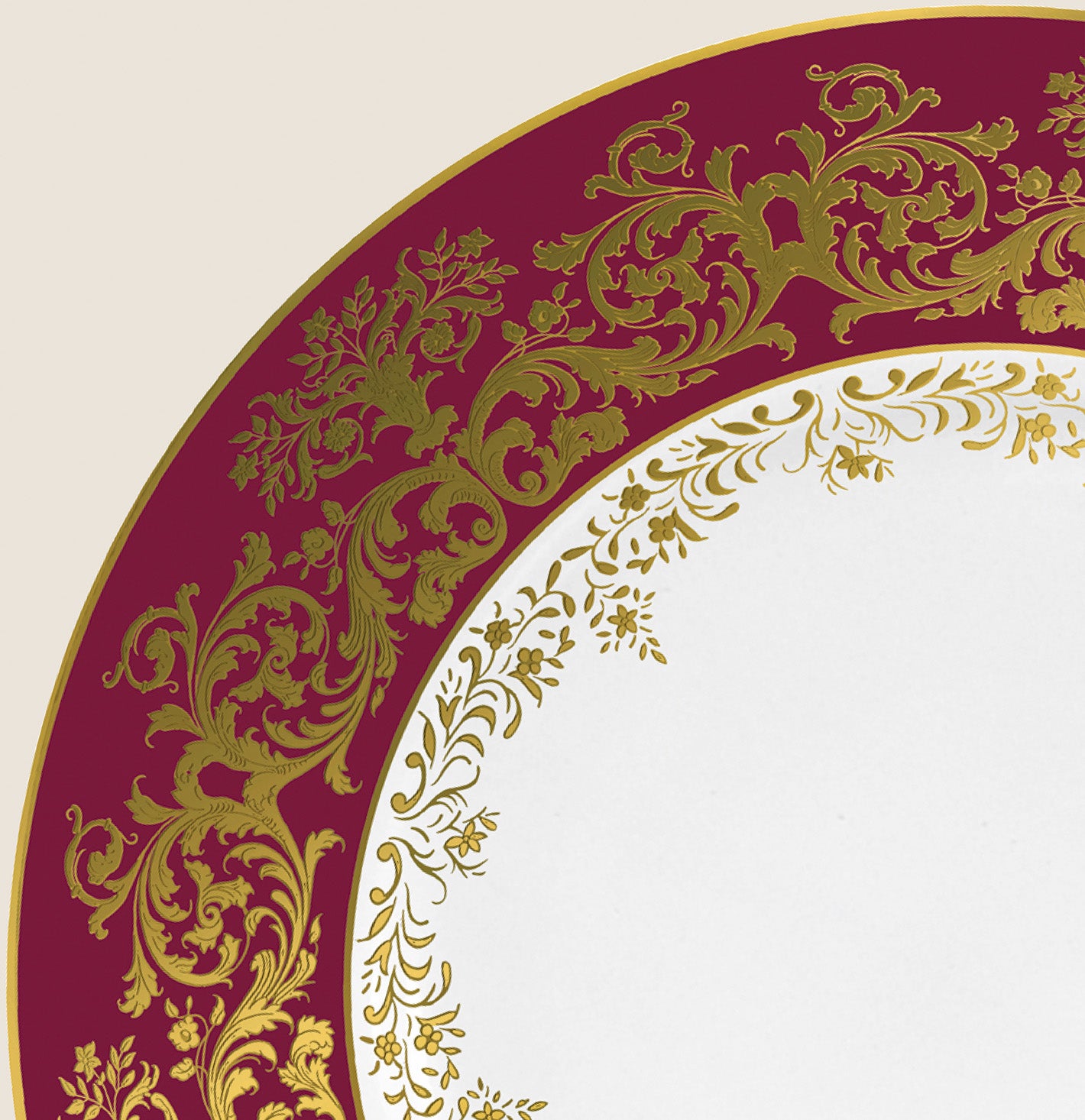 Rim plate flat 27 cm red with gold rim | Chelsea