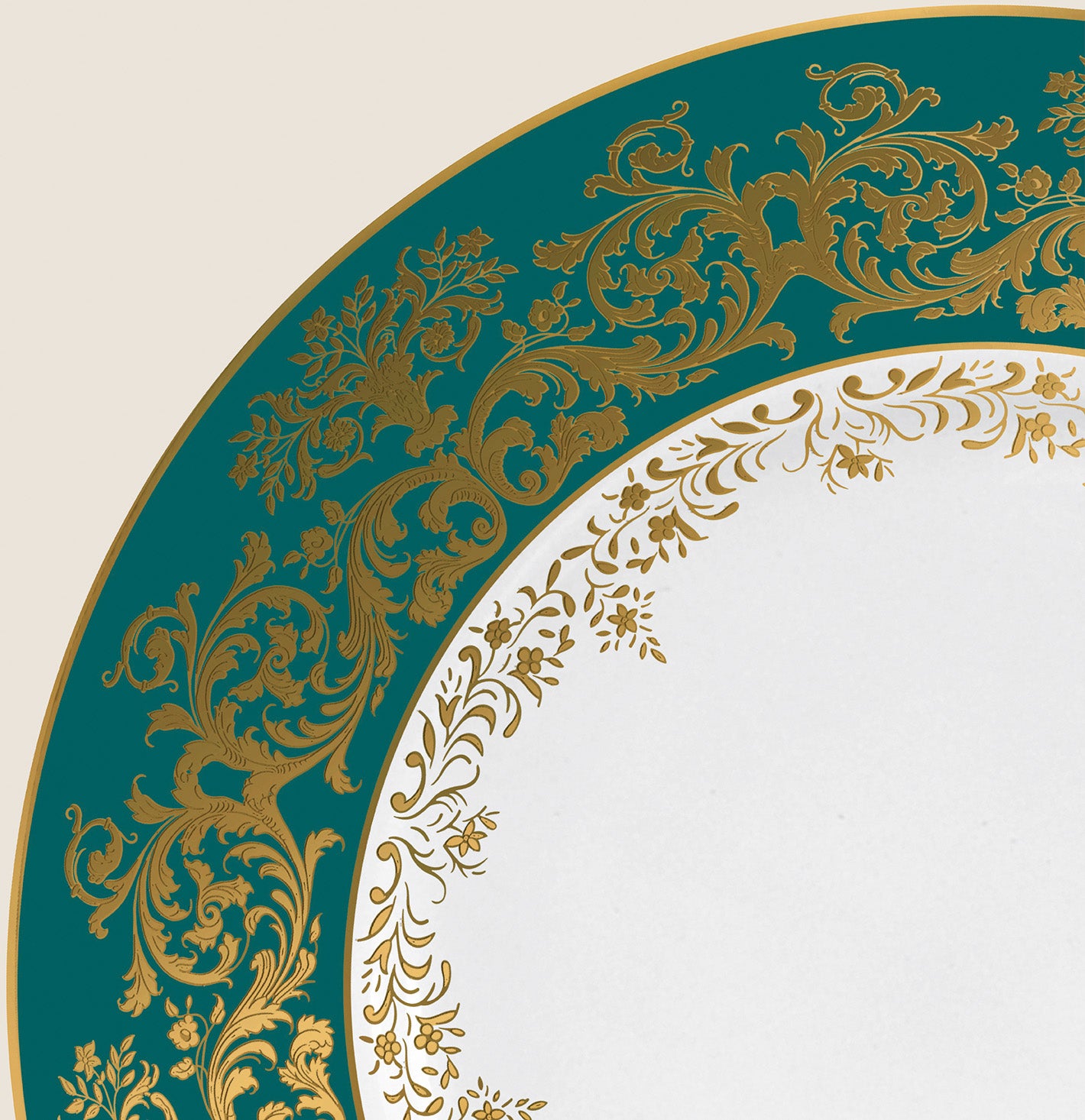 Rim plate deep 23 cm turquoise with gold rim | Chelsea
