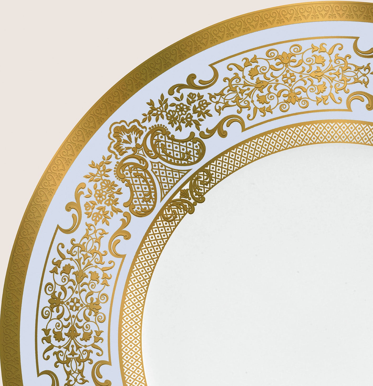 Rim plate flat 31 cm blue with gold rim | Marignan