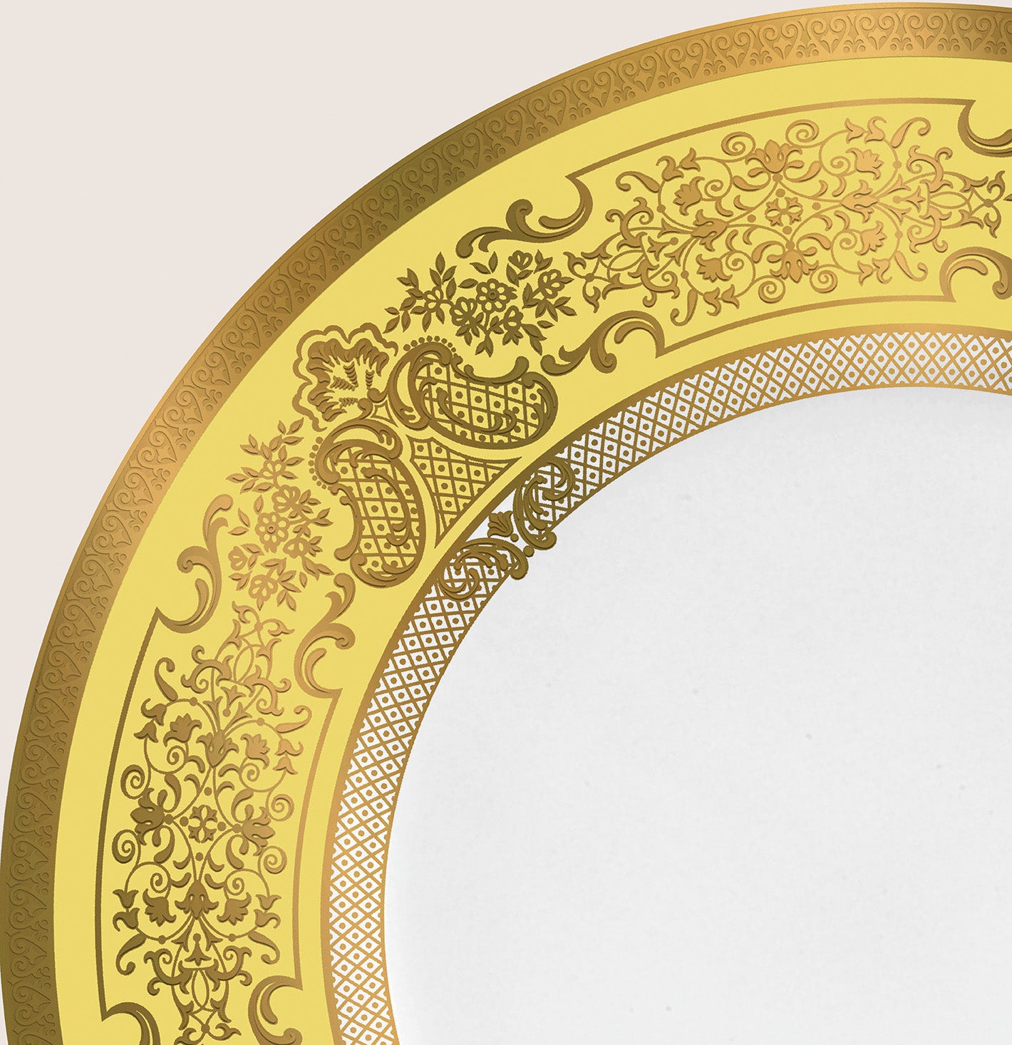 Rim plate flat 31 cm yellow with gold rim | Marignan