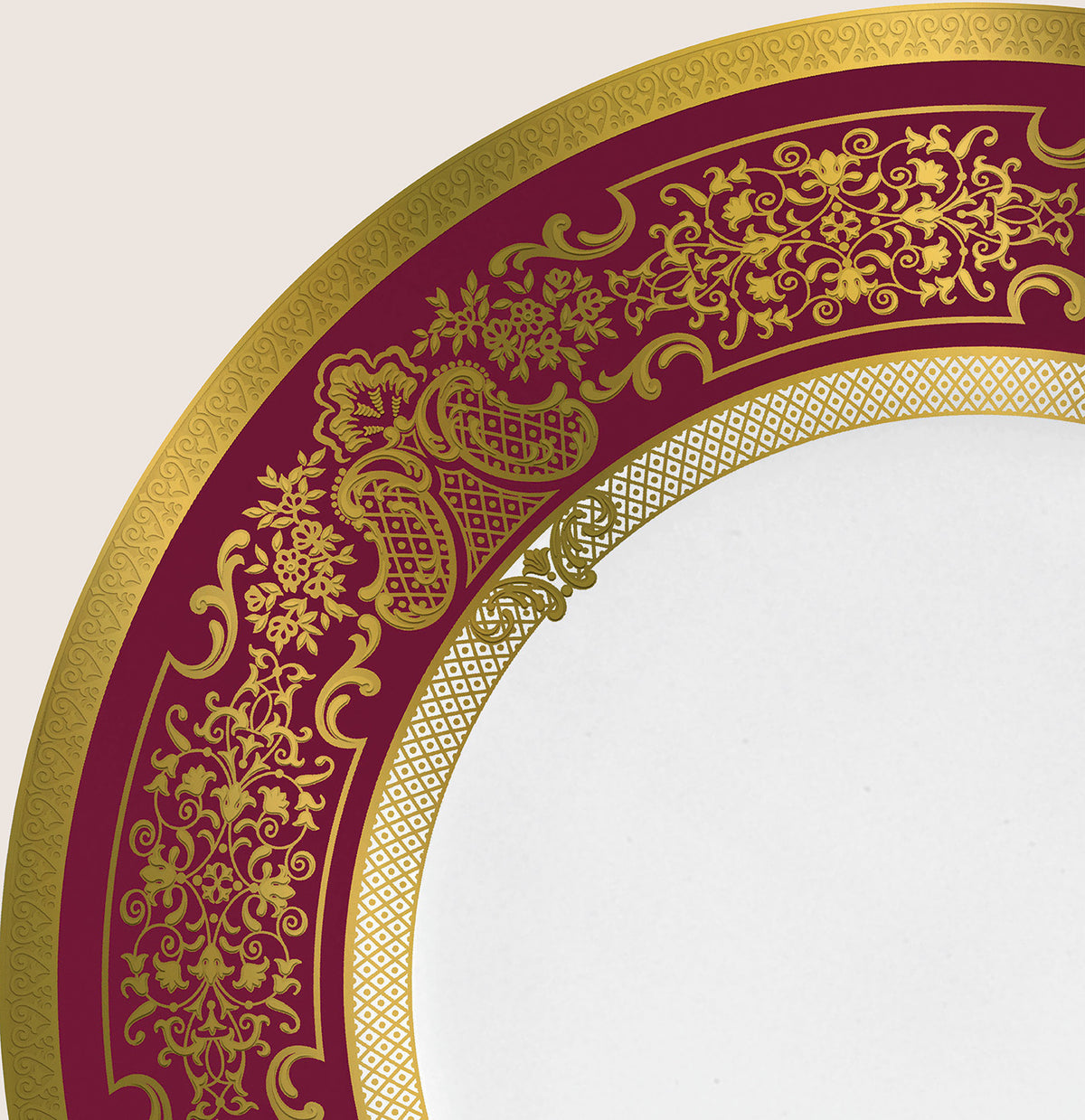 Rim plate flat 19.5 cm red with gold rim | Marignan
