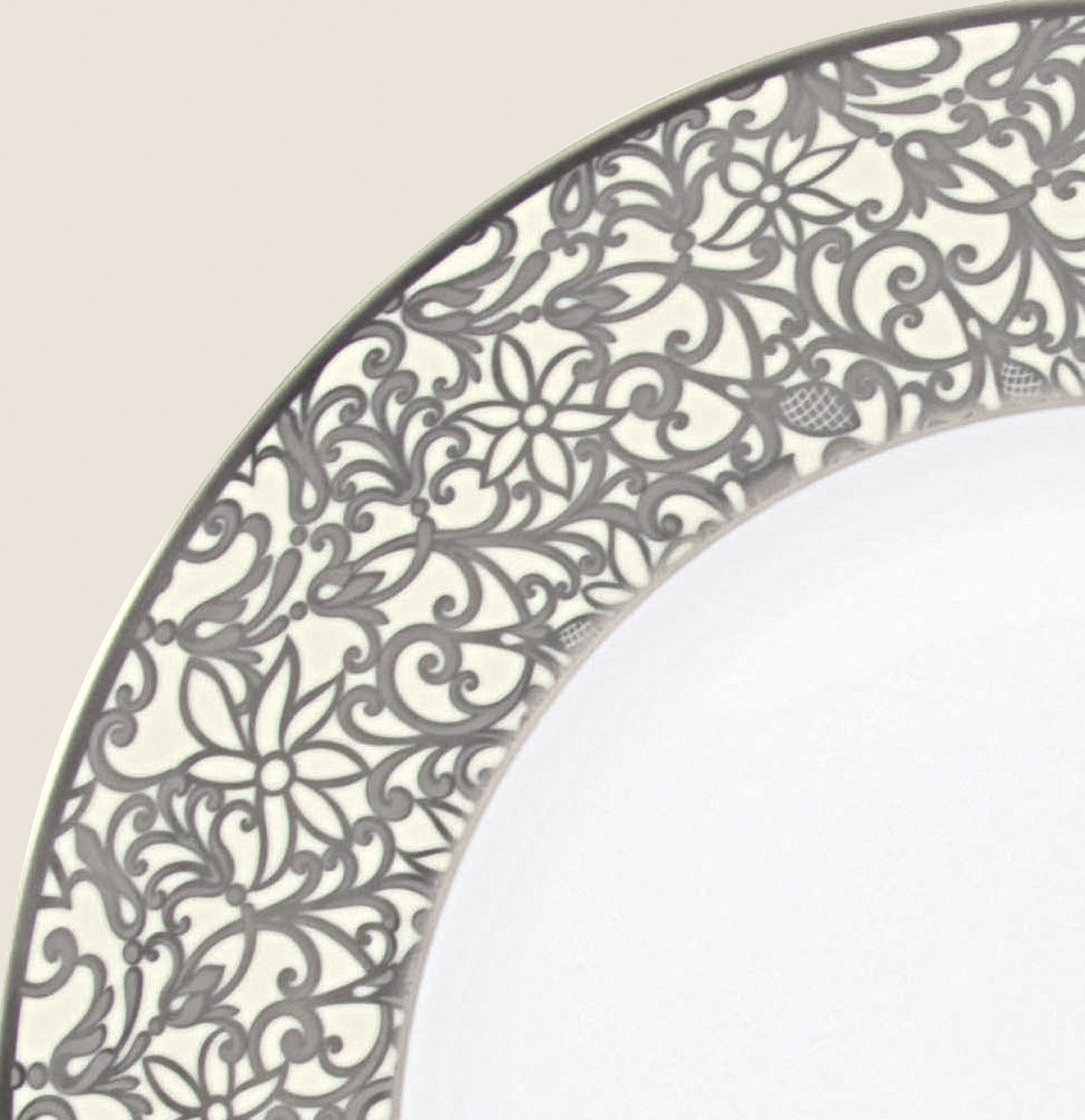 Rim plate flat 27 cm ivory with platine rim | Salamanque Platine