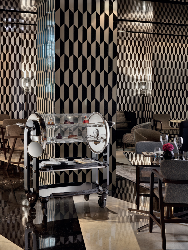 Omicron Pastry And Cake Trolley | Silver Plated | Black | Glossy  | Élégance Service