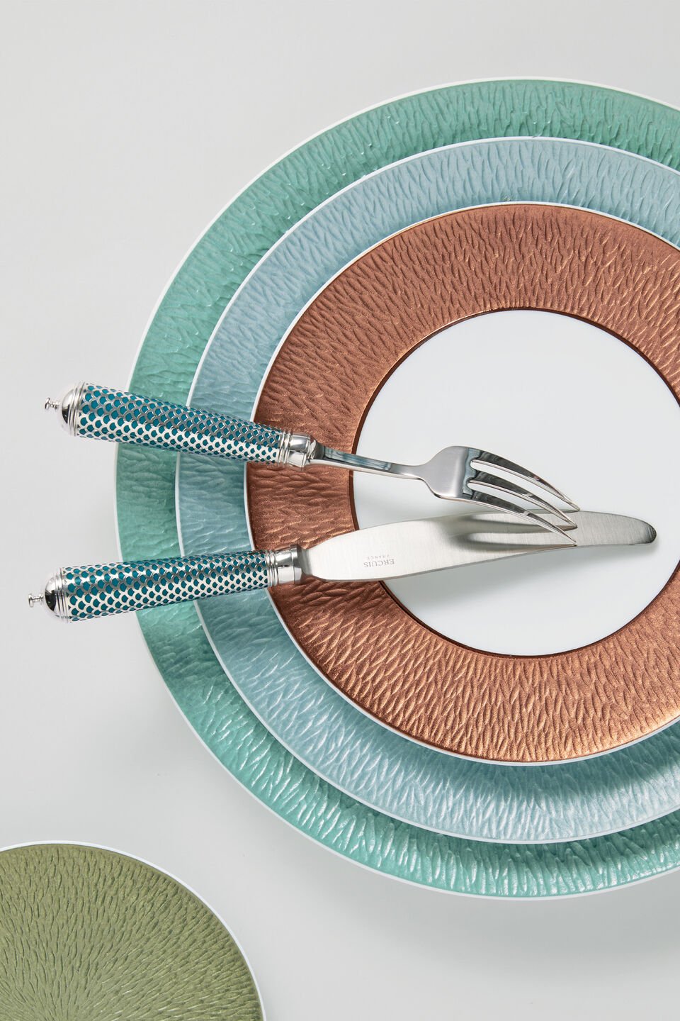 Dinner Spoon Sterling Silver Gold Accents | Prestige Calypso Vert