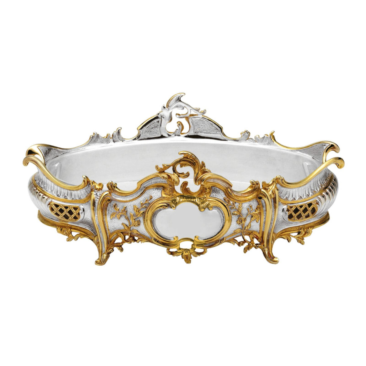 Jardinière Cm 36x24 H 14,5 | Silver Plated Gold Accents  | Prestige Louis XV