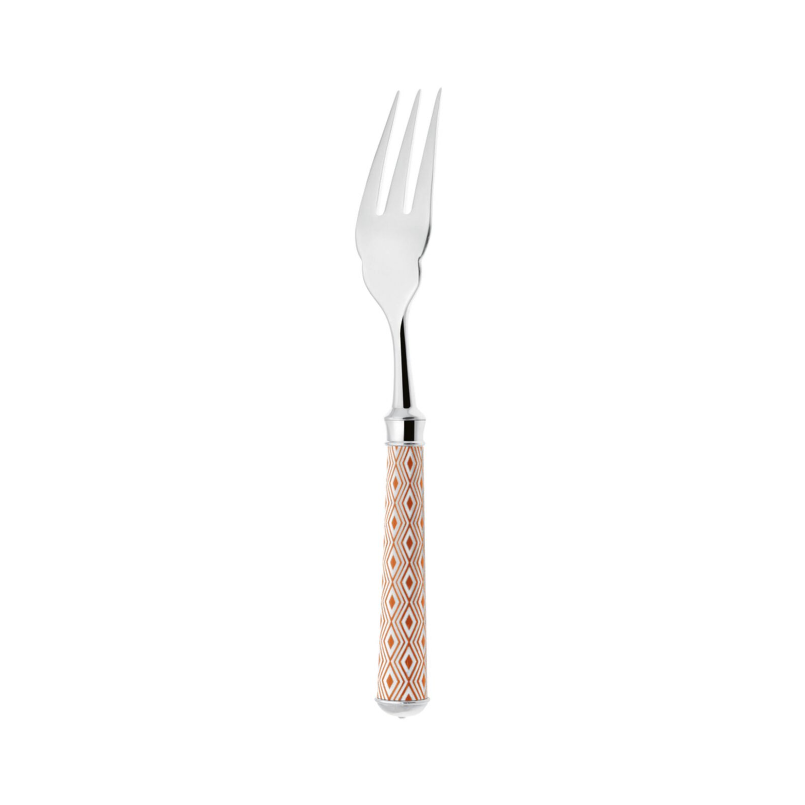 Fish Fork | Silver Plated / Enamel handle | Pink Orange | Arlequin