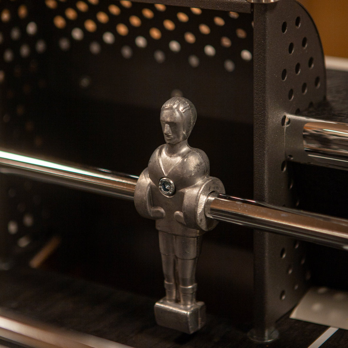 Close view of the Stella Champion Carbon foosball table