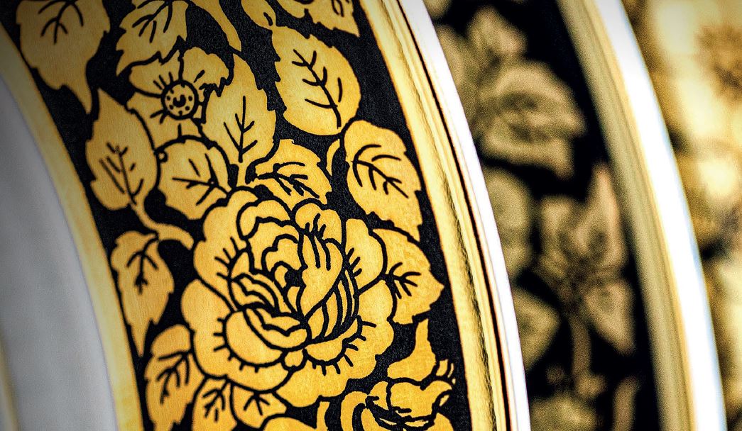 Rim plate deep 23 cm black and gold | Petra