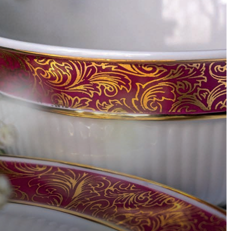 Tea Cup and Saucer 8.6 cm ruby and gold | Rubin