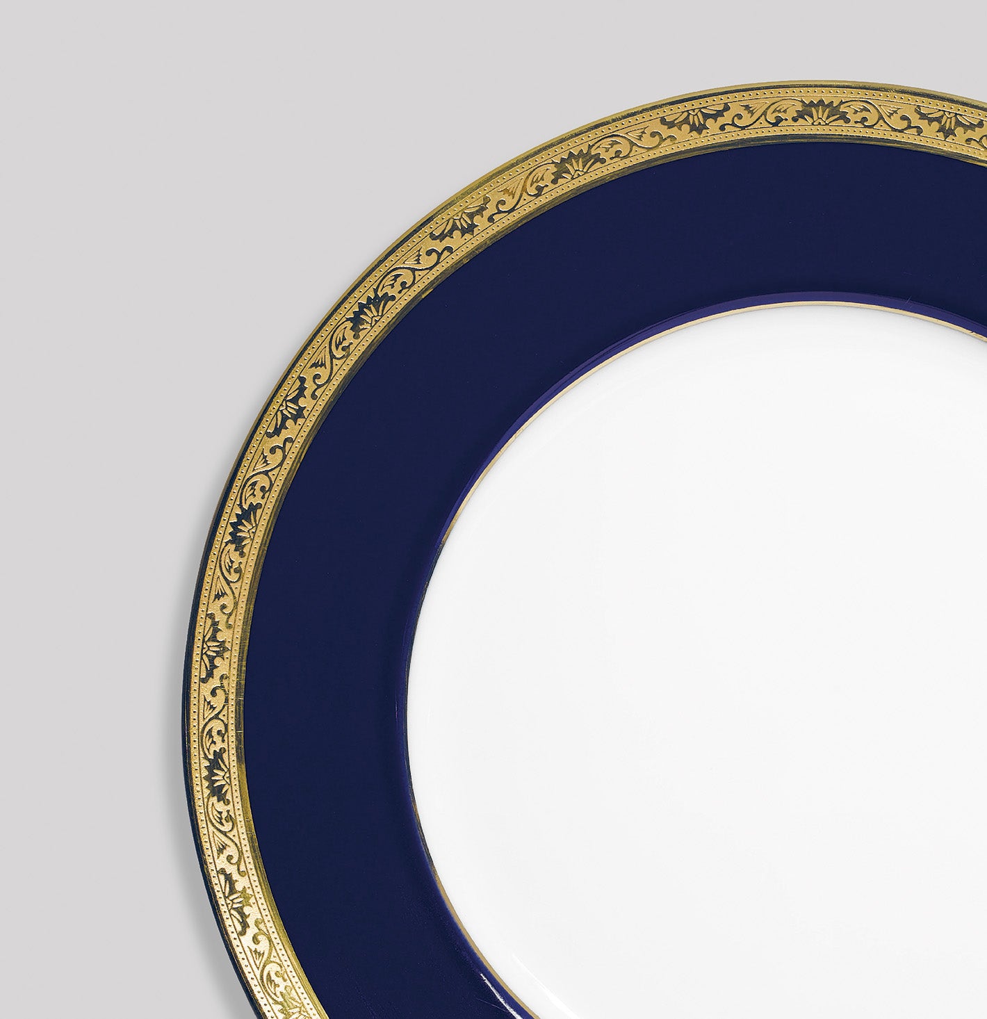 Rim plate deep 21 cm blue with gold rim | Condé