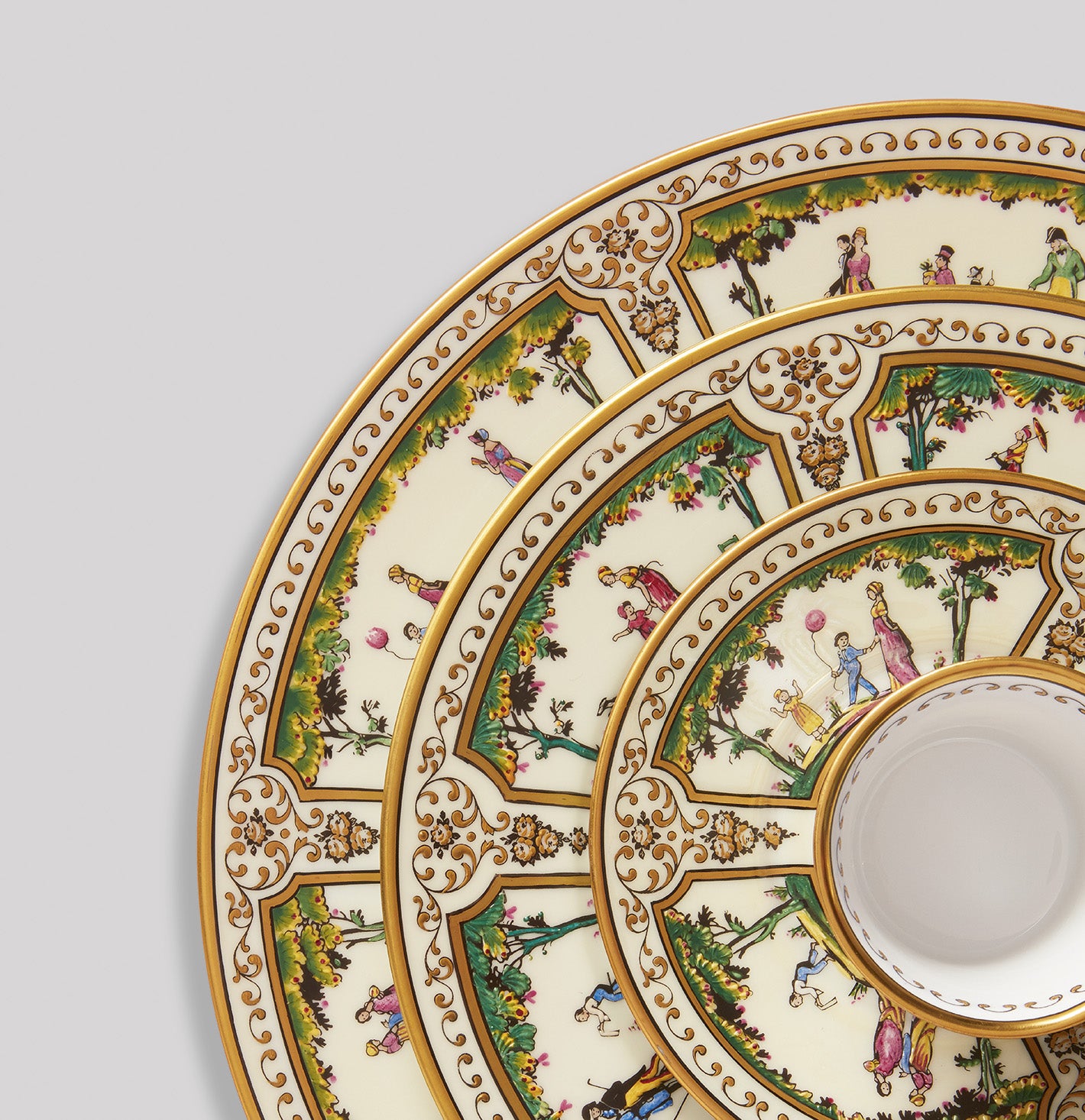 Rim plate flat 31 cm white with gold rim | Palais Royal