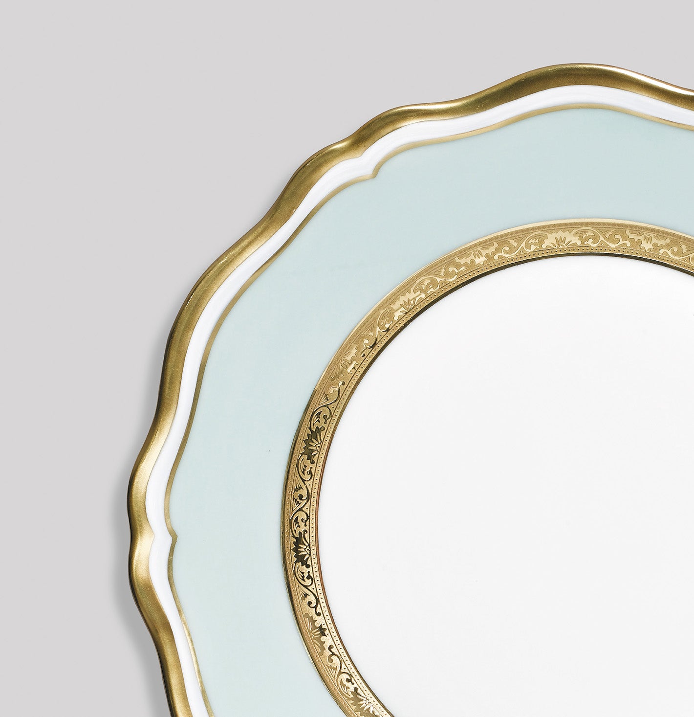 Rim plate deep 23 cm blue with gold rim | Turenne
