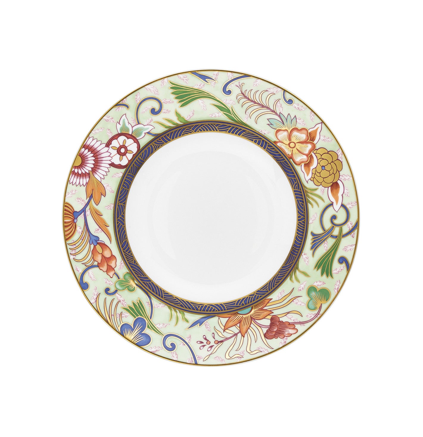 Bowl 16 cm blue/pink with gold rim | Imari