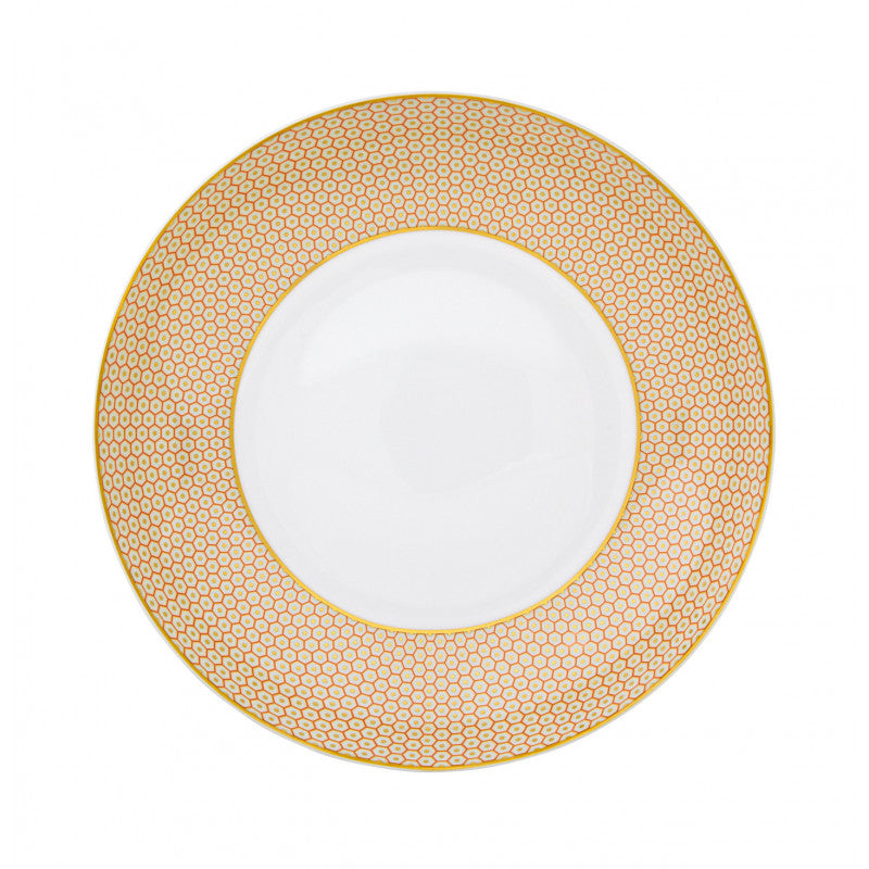 Rim plate deep 22 cm orange with gold rim | Trésor