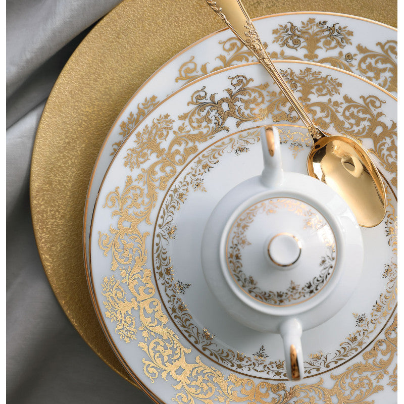 Rim plate flat 31 cm white with gold rim | Chelsea