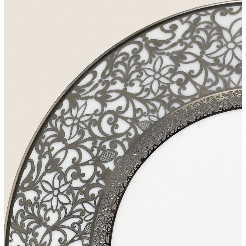 Deep chop plate 29.5 cm white with platine rim | Tolède Platine