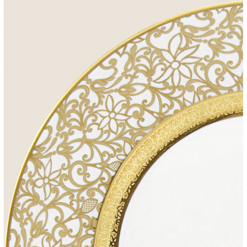 Deep chop plate 29.5 cm white with gold rim | Tolède Or