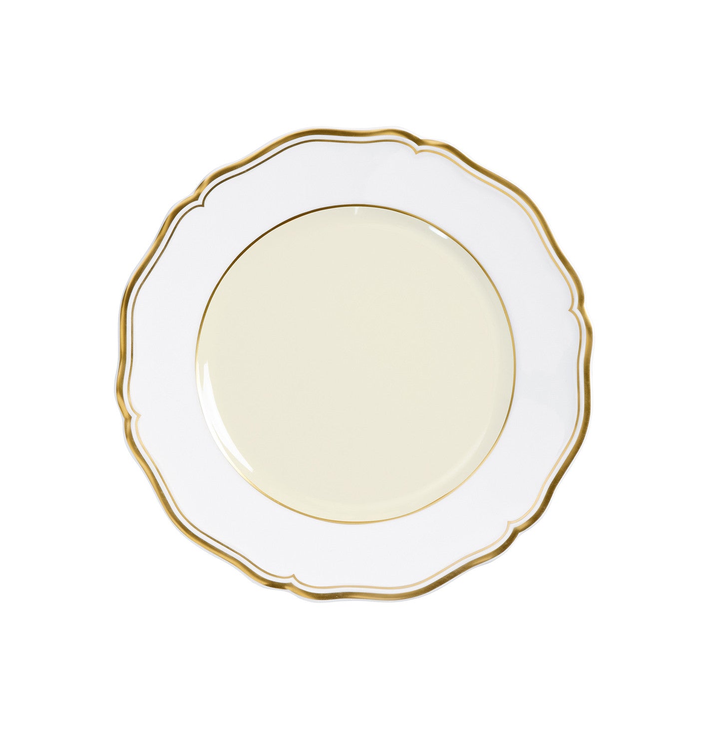 Rim plate flat 31 cm yellow with gold rim | Mazurka
