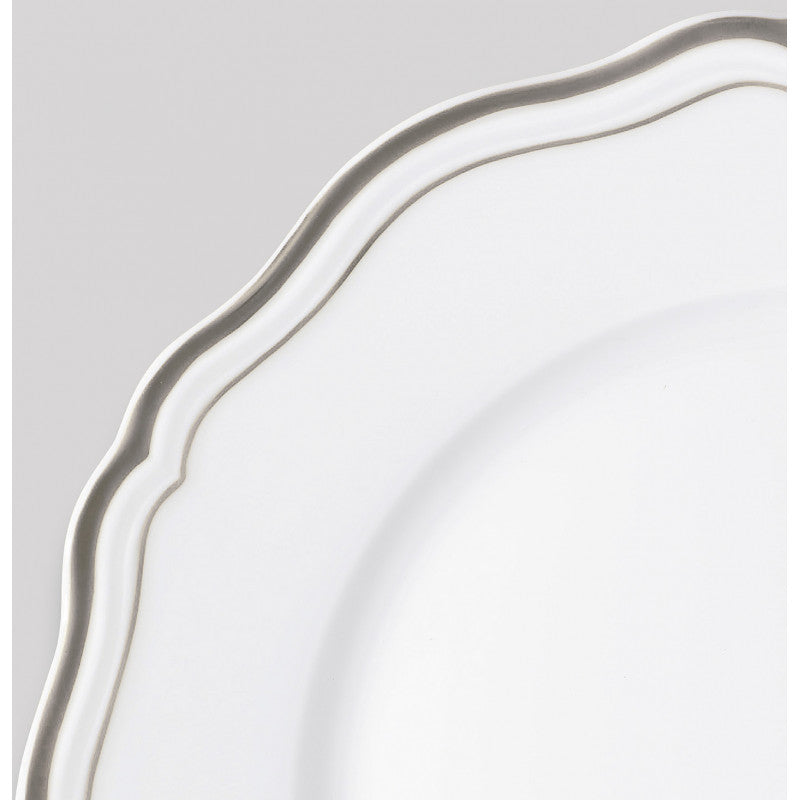 Tea cup extra without foot 9.7 cm white with platine rim | Polka Platine