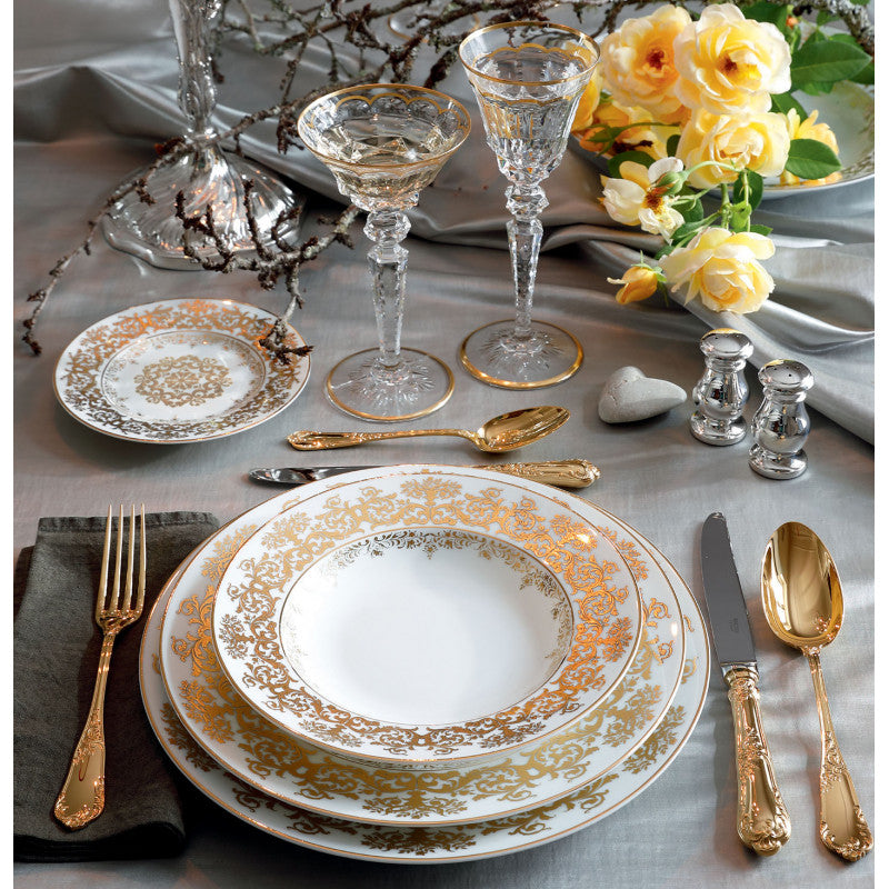 Rim plate deep 23 cm orange with gold rim | Chelsea