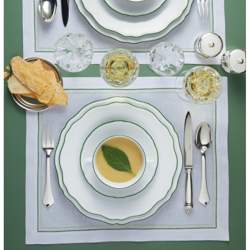 Tea saucer extra 16 cm green | Touraine Double Filet Vert