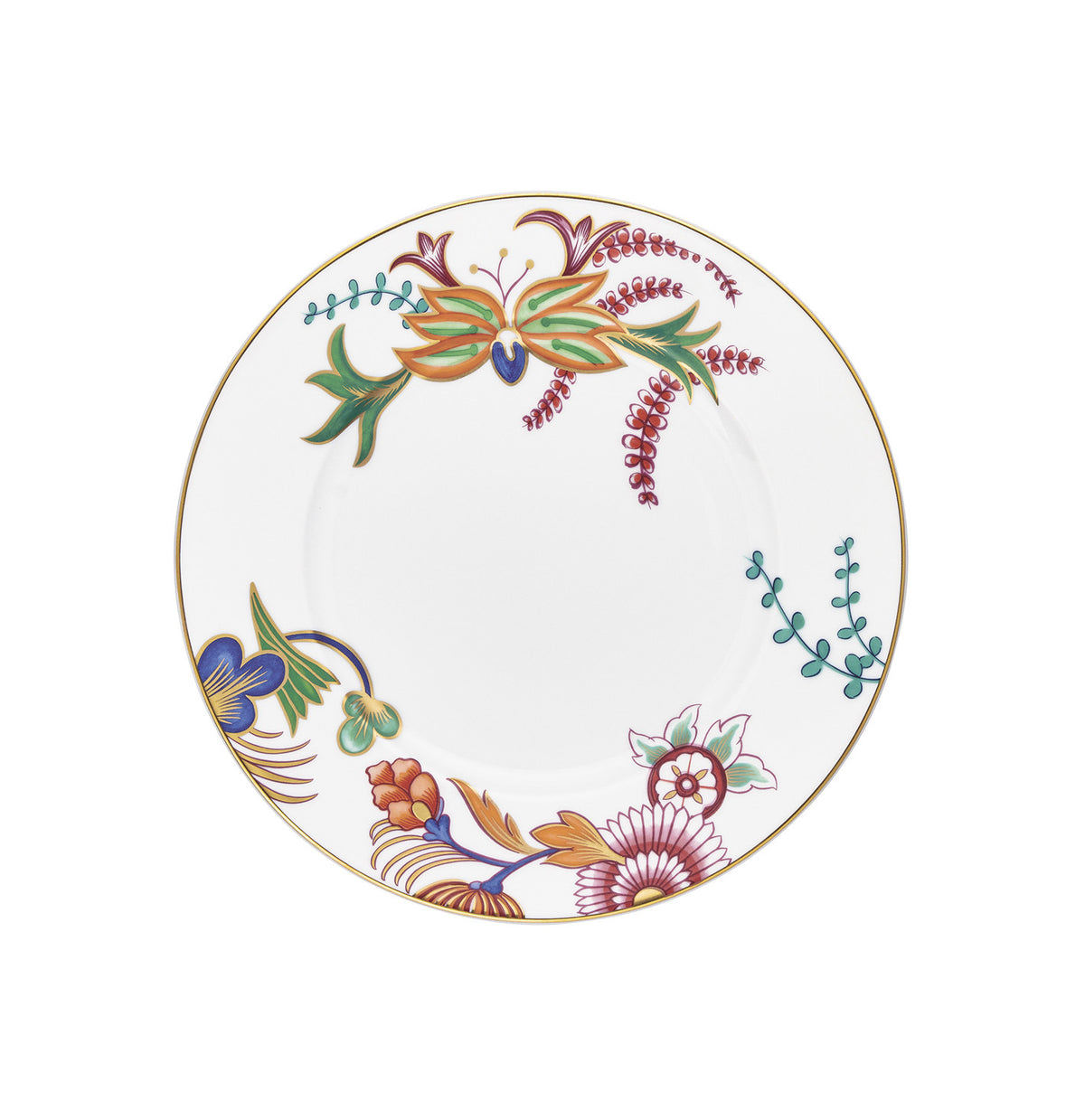 Rim plate flat 27 cm blue/pink with gold rim | Imari