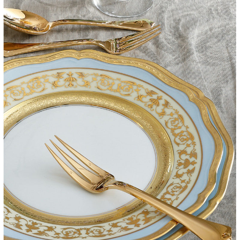 Rim plate flat 31 cm blue with gold rim | Shéhérazade