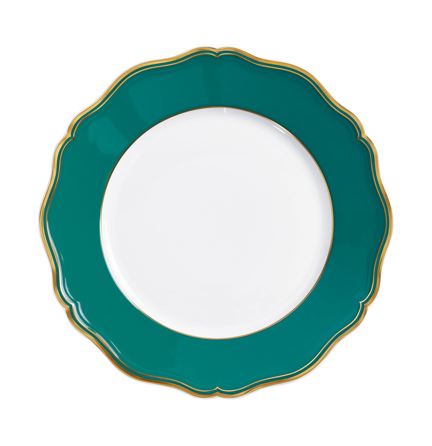 Rim plate flat 22 cm turquoise with gold rim | Mazurka