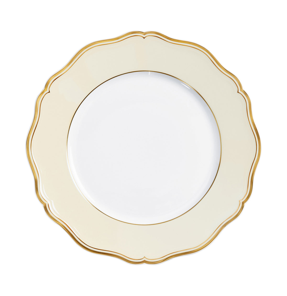 Rim plate flat 31 cm ivory with gold rim | Mazurka