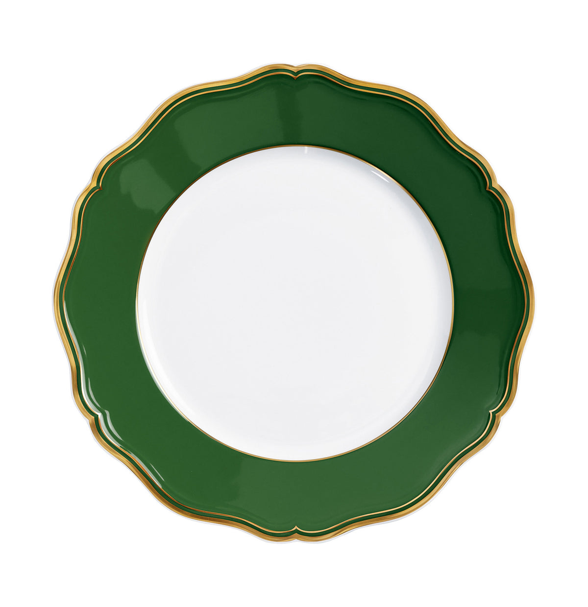 Rim plate flat 27 cm green with gold rim | Mazurka