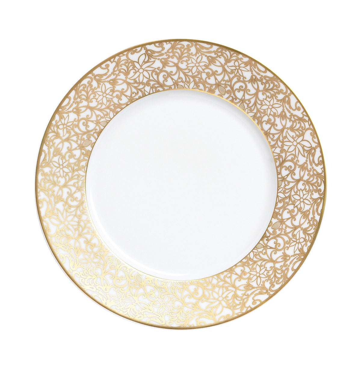 Rim plate flat 22 cm white with gold rim | Salamanque Or