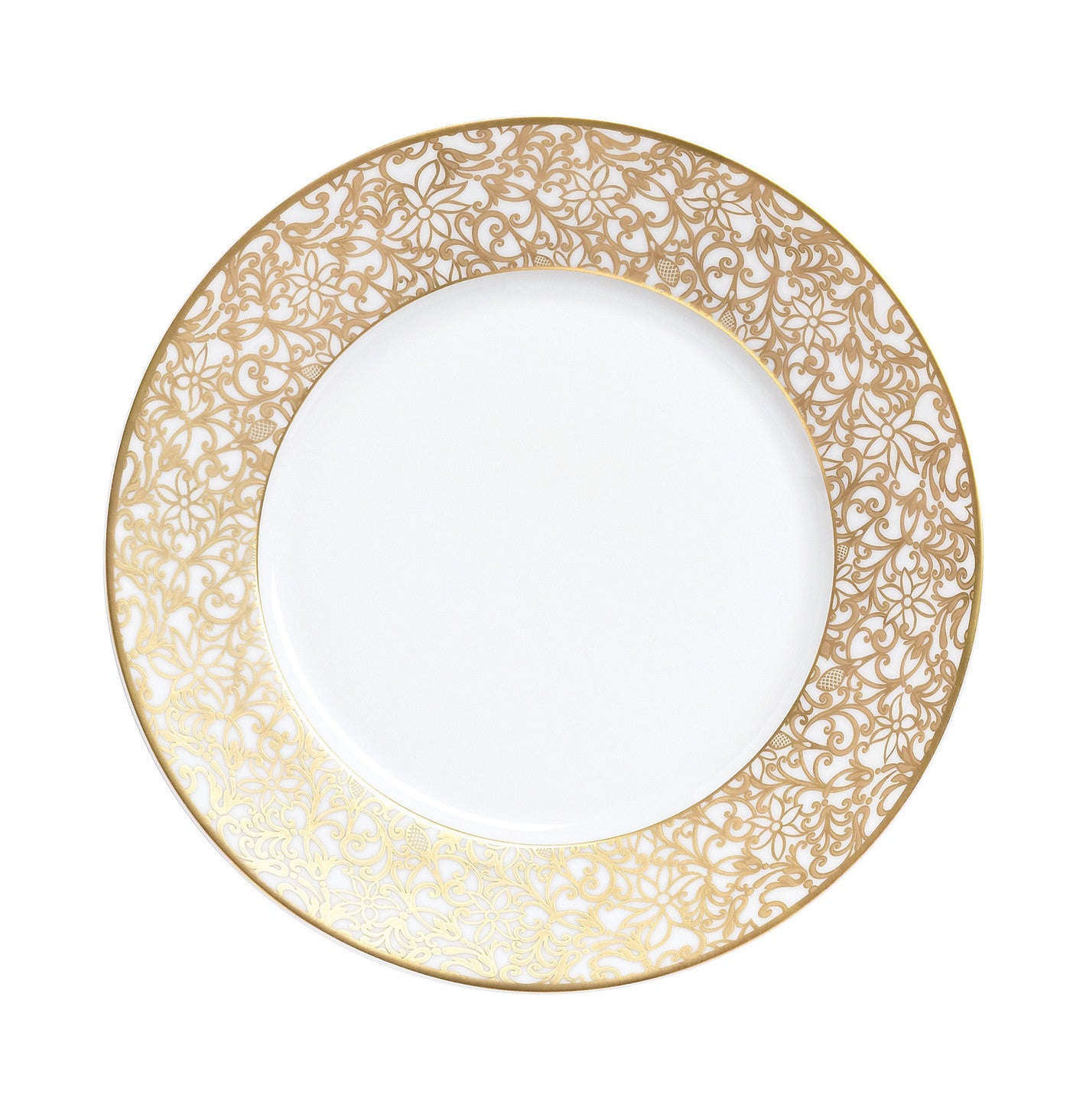 Rim plate flat 22 cm white with gold rim | Salamanque Or