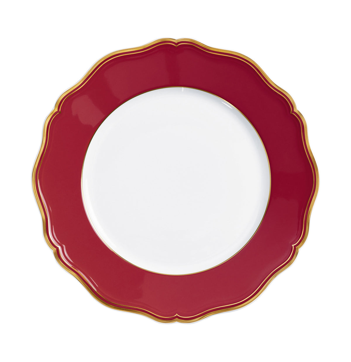 Rim plate flat 22 cm red with gold rim | Mazurka