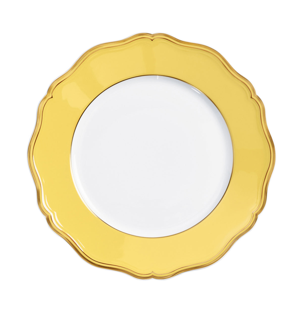 Petit four stand 27 cm yellow with gold rim | Mazurka
