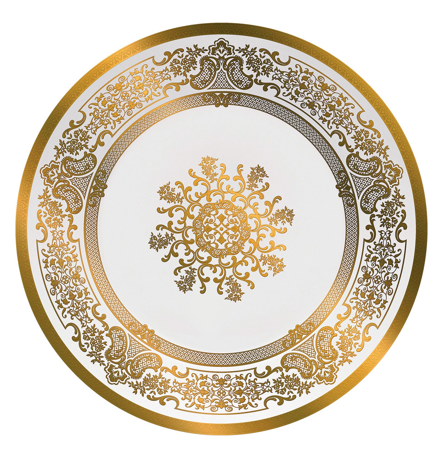 Deep chop plate 29.5 cm white with gold rim | Marignan