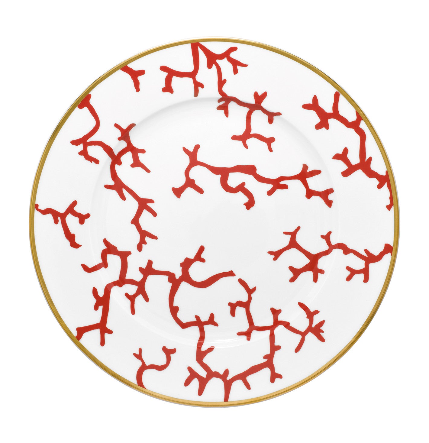 Rim plate flat 27 cm red with gold rim II | Cristobal Rouge