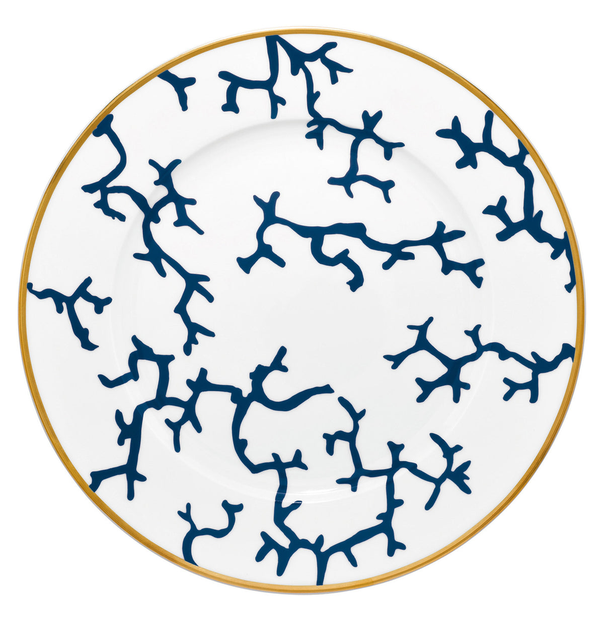 Rim plate deep 21 cm blue with gold rim | Cristobal Marine