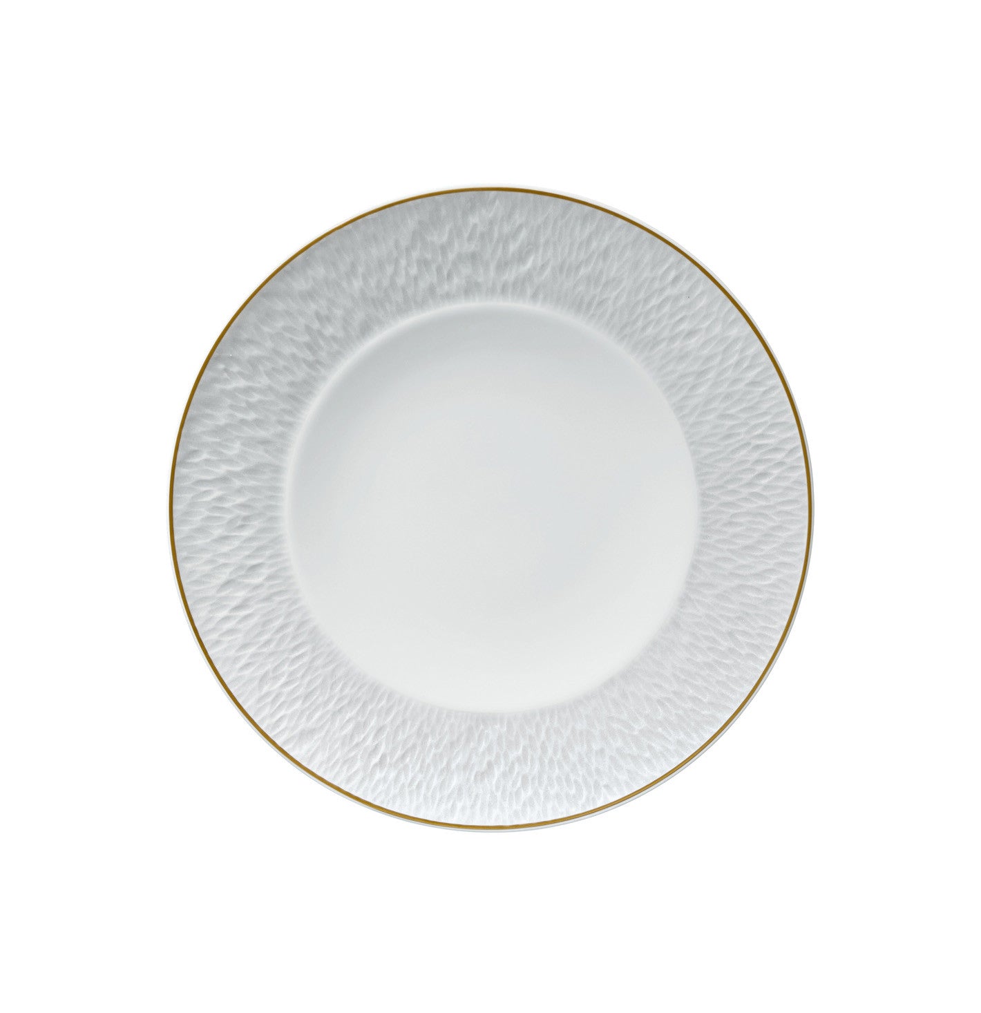 Coupe plate flat full engraving 16 cm white with gold rim | Minéral Filet Or