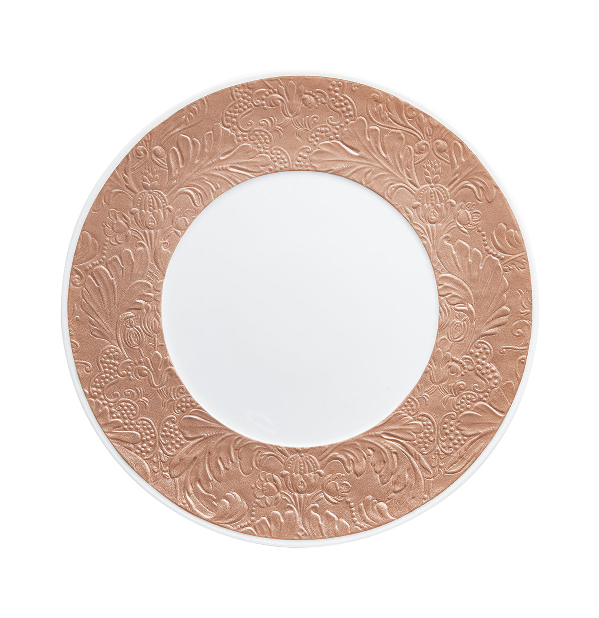 Coupe plate flat with engraved rim 27 cm rose gold | Italian Renaissance