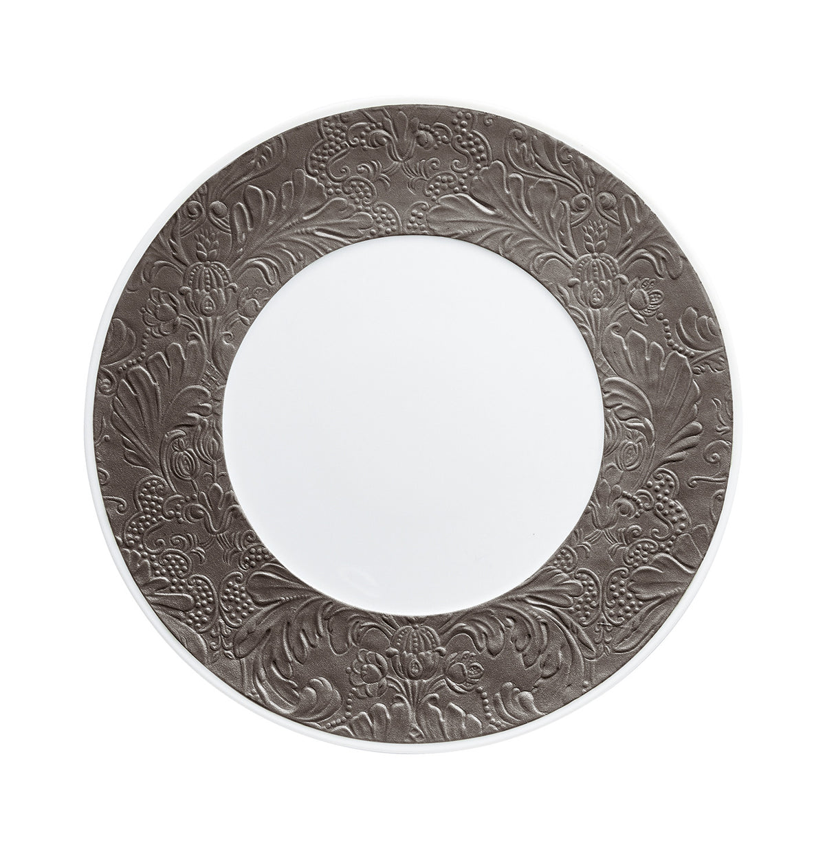Oval platter 36 cm grey with gold rim | Italian Renaissance